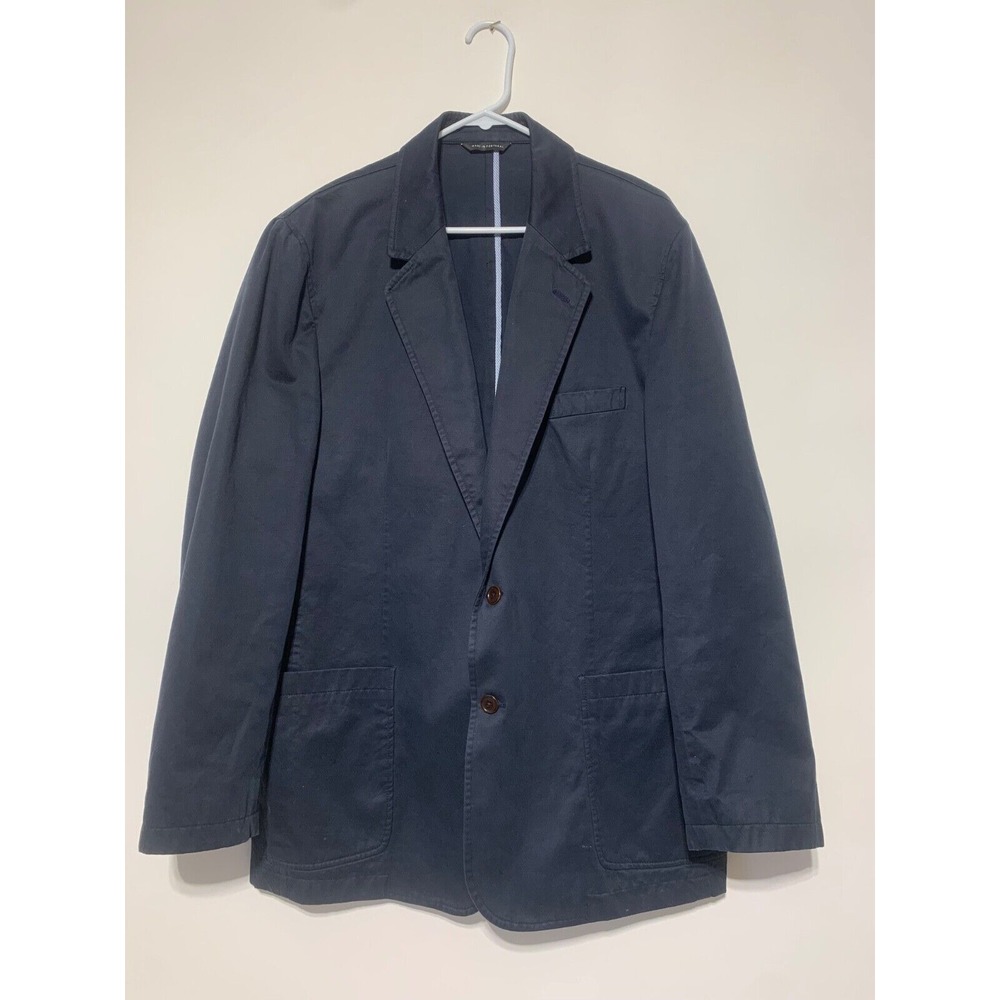 Orvis Men No Size Blue Two Button Cotton Long Sleeve Sport Coat Blazer